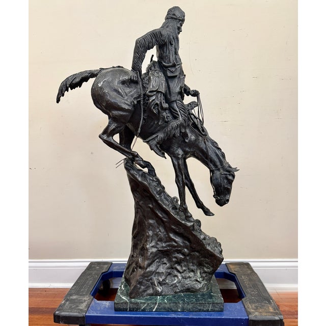 Modern 1990s Mega Sized 41” Reproduction of Frederic Remington Bronze the “Mountain Man” For Sale - Image 3 of 16