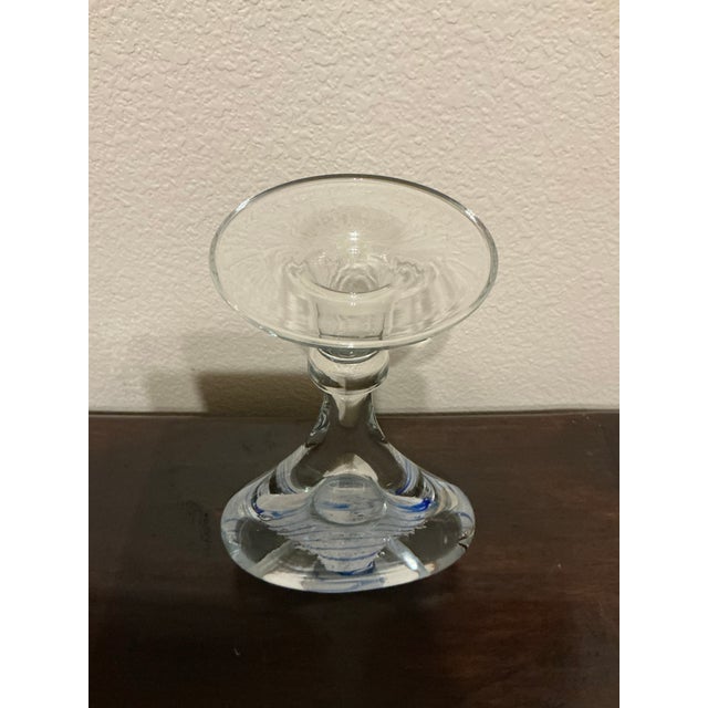 Vintage Small Hand‑blown Art‑glass Candle Holder Vessel For Sale - Image 4 of 8