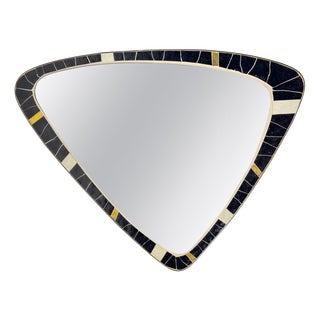 Mid-Century Modern Asymmetrical Mosaic and Brass Free-Form Mirror from Muller, 1950s For Sale