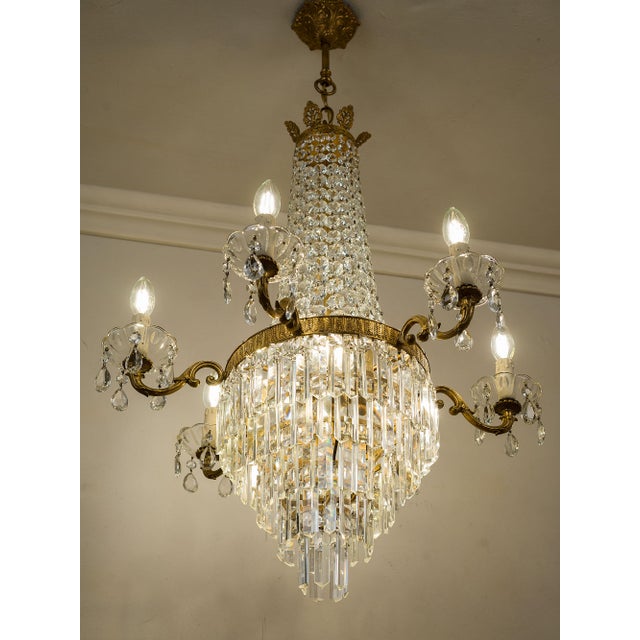 Gold Empire-Style Chandelier in Cut Crystal, Italy, 1950s For Sale - Image 8 of 13