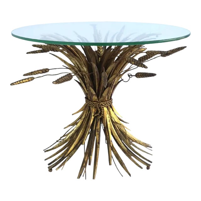 Italian Gold Gilt Sheaf of Wheat Side Drinks Table Aka Coco Table For Sale