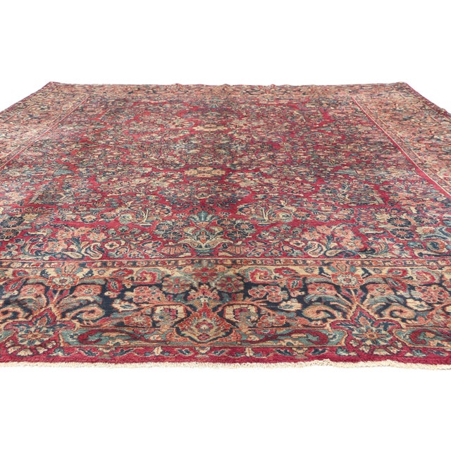 English Antique Persian Sarouk Rug - 08'10 X 11'10 For Sale - Image 3 of 9