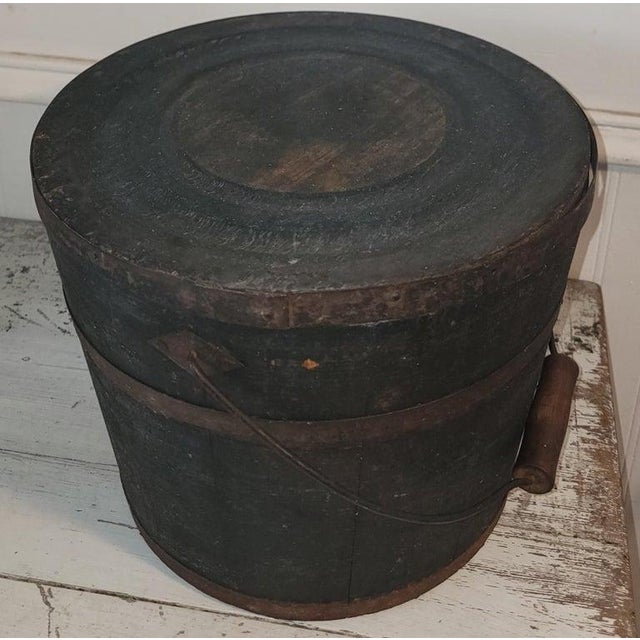American Mid 19th Century Blue Painted Shaker Bucket For Sale - Image 3 of 6