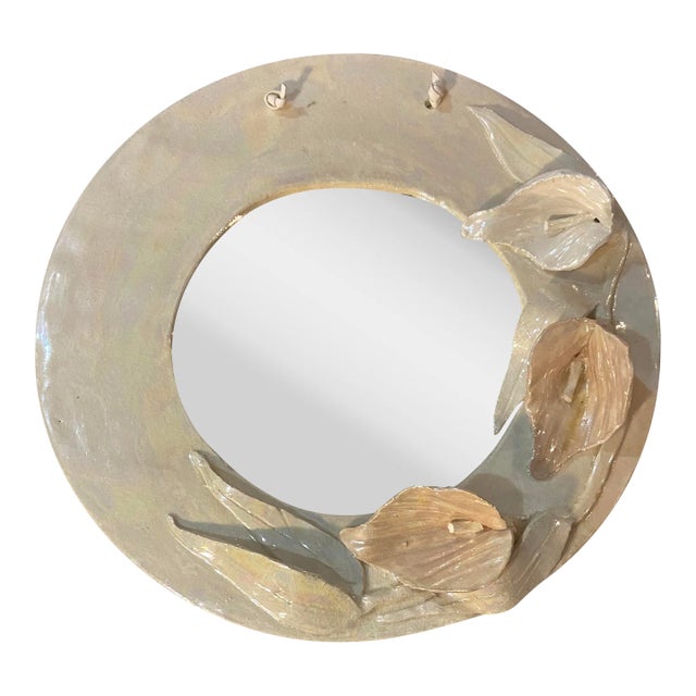 Vintage Calla Lily Ceramic Mirror For Sale