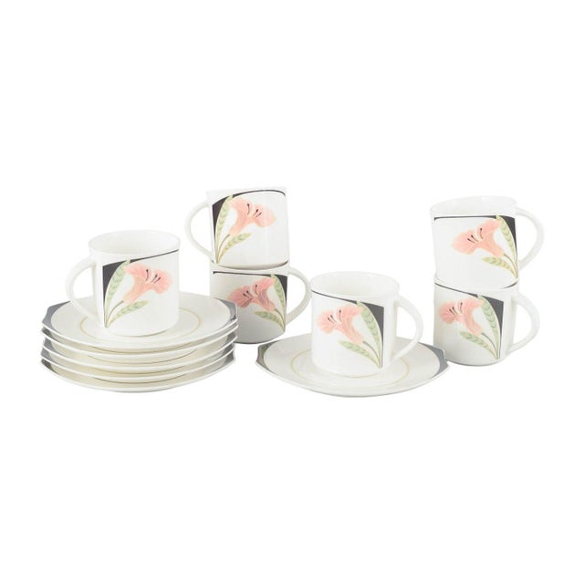 1980s Porcelain Iris Cups with Saucers from Villeroy & Boch, 1980s, Set of 12 For Sale - Image 5 of 5