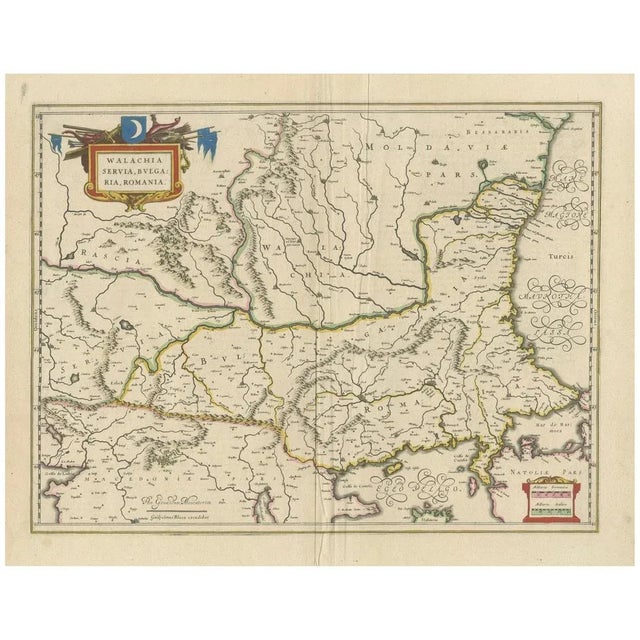 Blaeu Map of Ottoman Balkans Walachia Bulgaria Romania by Aeg, 1665 For Sale - Image 10 of 10