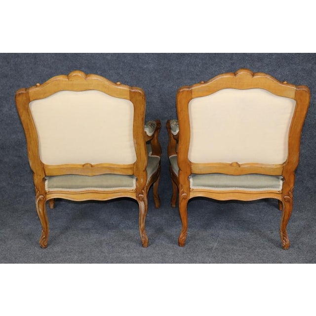 1920s Pair Antique French Louis XV Style Aubusson Armchairs For Sale - Image 5 of 14