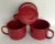 A great set of 3 metal mugs that have the enamel finish with splatters throughout. Gorgeous red color! I'm not sure how...