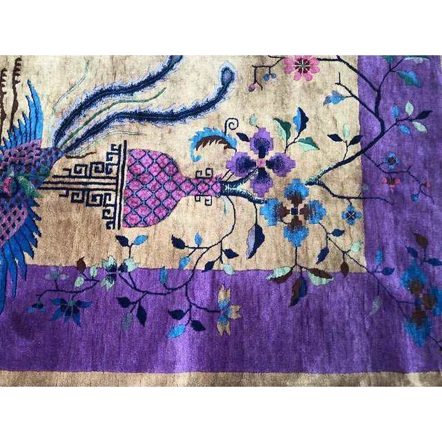 Antique Light Gold/Purple Art Deco Chinese Rug - 9'x12' For Sale - Image 4 of 10