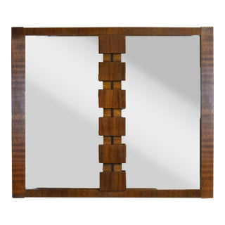 Mid Century Lane Brutalist Walnut Wall Mirror For Sale