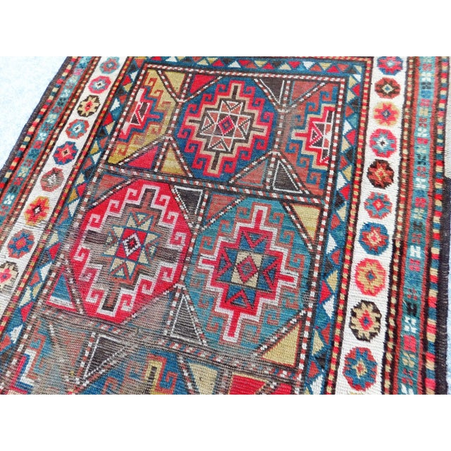 Distressed Antique Caucasian Rug. 3'4"x 7'10'" For Sale - Image 9 of 13