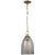 Chapman & Myers for Visual Comfort Signature Andros Medium Pendant in Antique-Burnished Brass with Smoked Glass For Sale
