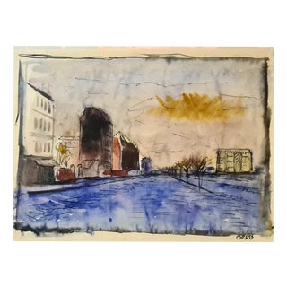 Wim Oepts, Street Scene, Mid-20th Century, Watercolor For Sale