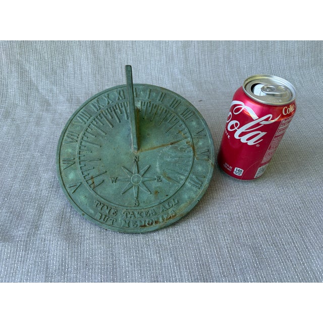 Vintage Bronze Verde Sun Dial Garden Ornament Roman Numerals For Sale - Image 10 of 13
