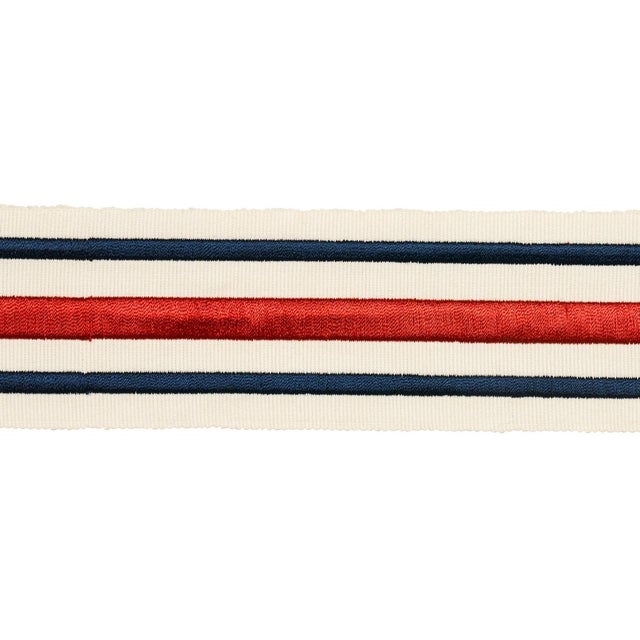 Contemporary Sample - Schumacher X Miles Redd Military Stripe Tape in Red & Navy For Sale - Image 3 of 3