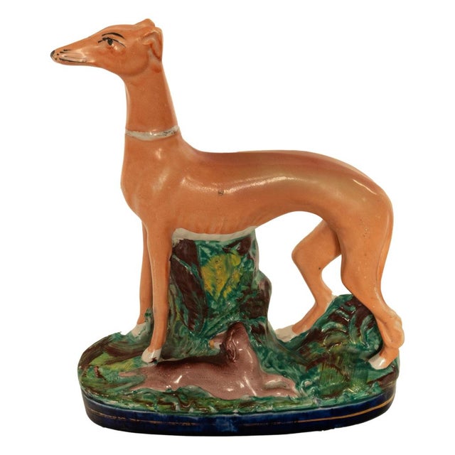 Antique 19thC Pair of Staffordshire Whippets Greyhounds Hunting Dog Figures 1860 For Sale - Image 9 of 17