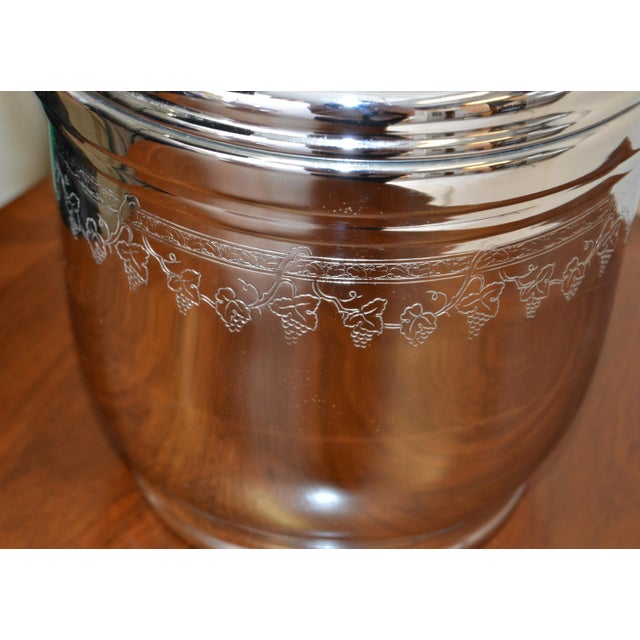 1950s Vintage Chrome Ice Bucket by United Hinged Lid Pyrex Glass Liner