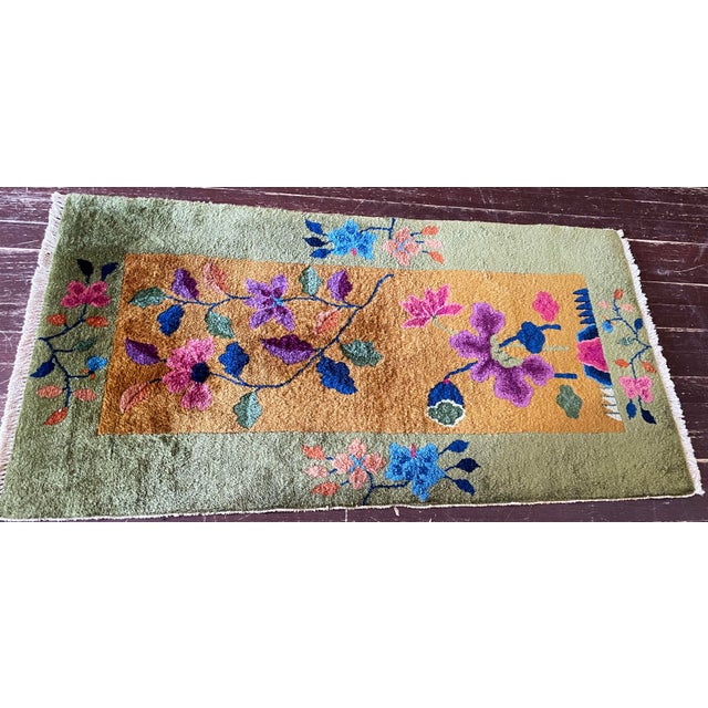 Antique Art Deco Chinese Rug, 2' X 4' C-1920, Imperial Garden. #17605 For Sale - Image 10 of 11
