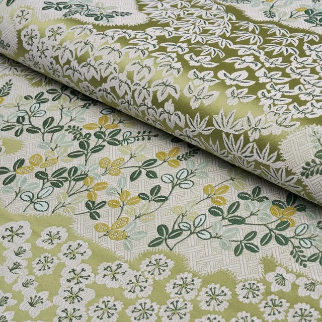 SAMPLE - Schumacher Lorene Fabric In Leaf For Sale