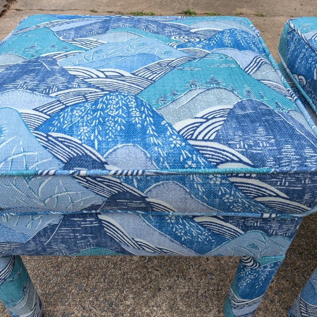 Kelly Wearstler for Lee Jofa Edo print in teal, is a bold mountain print in shades of teal and blue. 100% Linen fabric,...