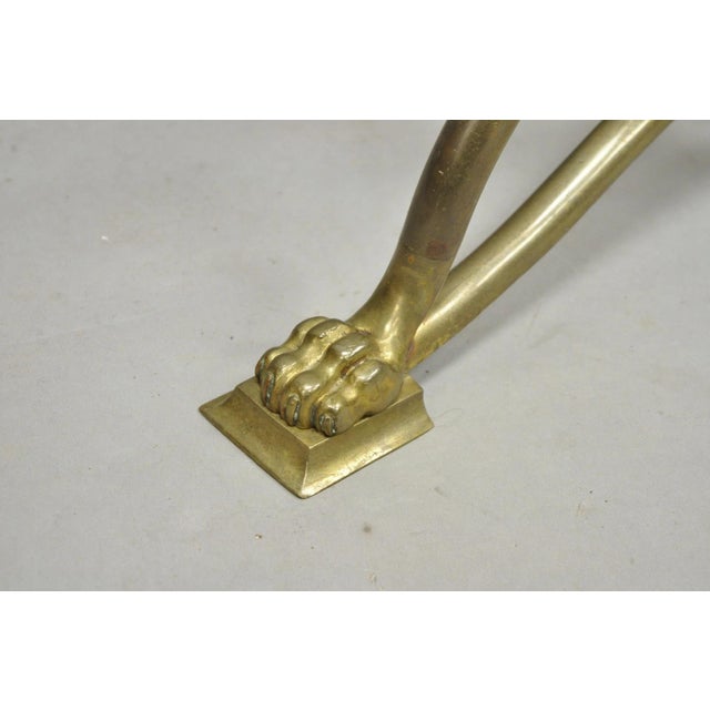 Gold Antique Italian Renaissance Brass Figural Dragon Head Pedestal Table Plant Stand For Sale - Image 8 of 15