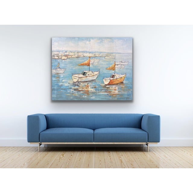Contemporary Impressionist Style Nautical Original Oil Painting, 48" X 60" For Sale - Image 12 of 12
