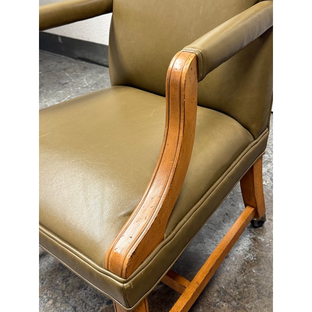 Ethan Allen Clarke Leather Office Chair For Sale - Image 10 of 12