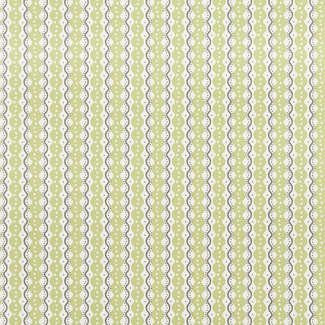 Sample - Schumacher x Neisha Crosland Centipede Stripe Wallpaper in Pea For Sale