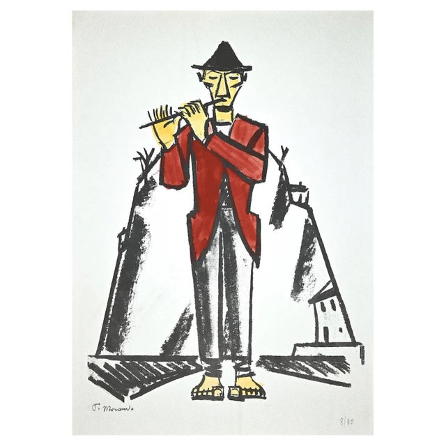 Pietro Morando, Piper, Original Lithograph, 1960s For Sale
