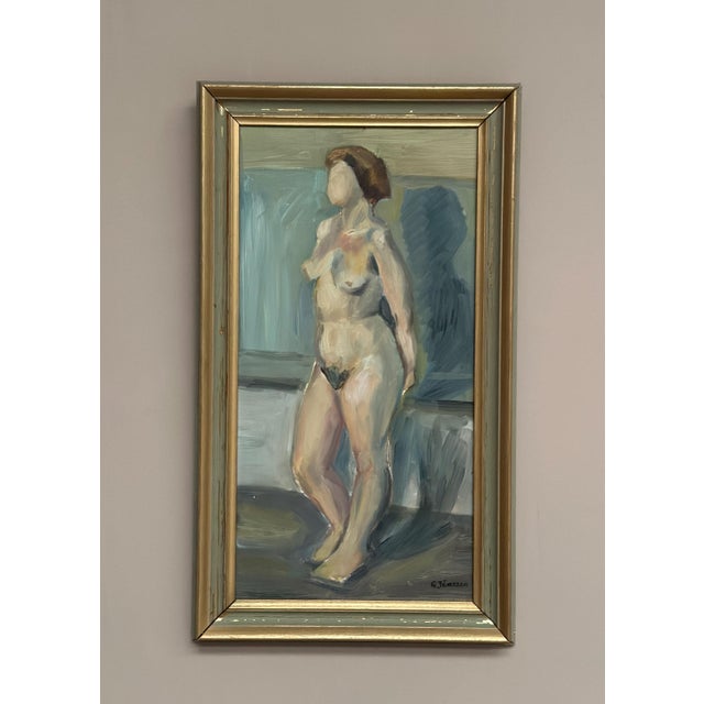 Mid-Century Modern Gunnar Jonsson, Nude Woman, 1960s, Oil on Panel For Sale - Image 3 of 17