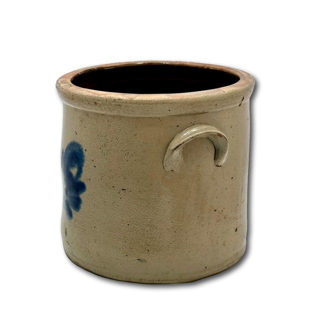 Nice Small 1 Gallon Size Antique American Blue Decorated Stoneware Storage Crock - Jar Circa Mid 19th Century For Sale - Image 9 of 15