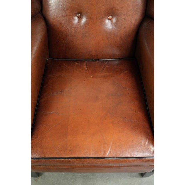 Sheepskin Wing Armchair with Black Piping For Sale - Image 6 of 18