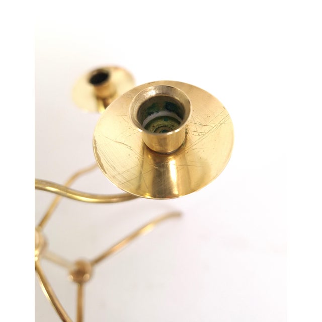 Metal Mid-Century Modern Swedish Brass Candelabra, 1950s For Sale - Image 7 of 10