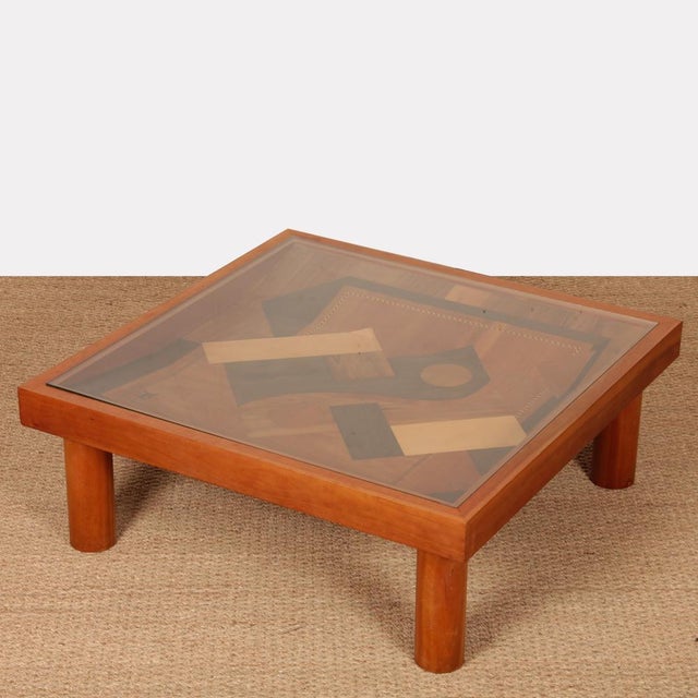 Square Coffee Table with Marquetry, 1985 For Sale - Image 4 of 10