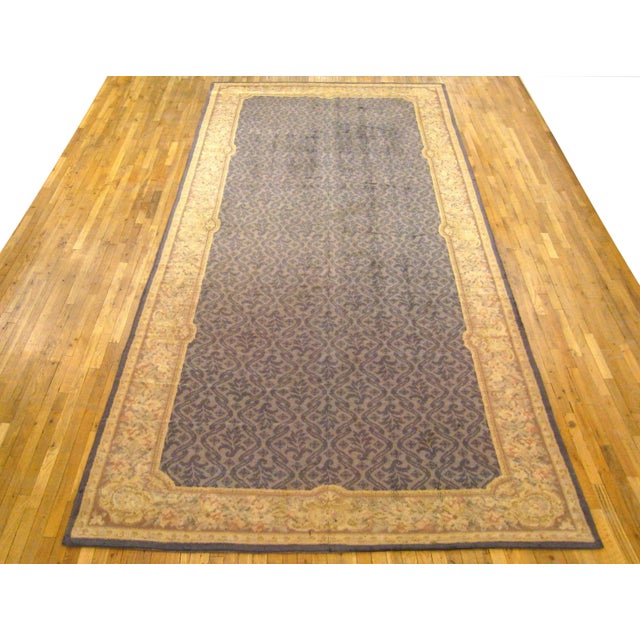 Antique Spanish Savonnerie Rug, Gallery size, circa 1930 A one-of-a-kind antique European Savonnerie Oriental Carpet,...