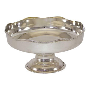 1980s Silver Cake /Fruit Dish on Circular Foot With Applied Derwent Border-