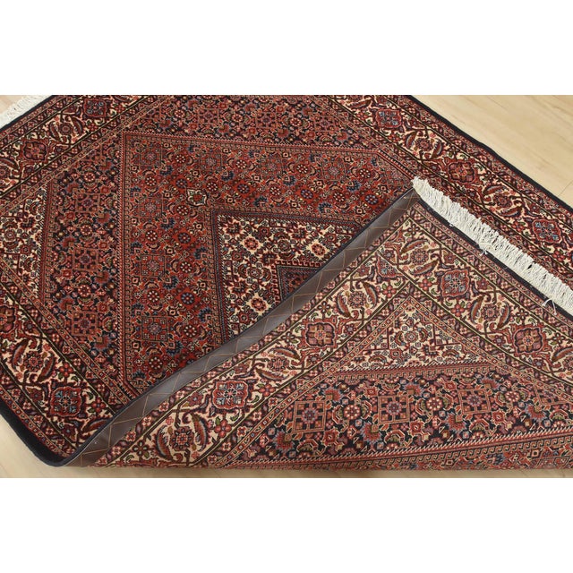 Fine Bidjar Rug 4’8” X 6’10” Red Wool Traditional Hand-Knotted Oriental Carpet For Sale - Image 12 of 13