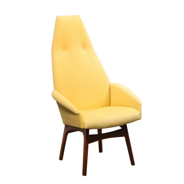 Mid-Century Modern Mid Century Walnut Back Chair in Yellow Loro Piana Cashmere by Adrian Pearsall For Sale - Image 3 of 13