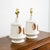 Set of 2 round ceramic and wood American designed mid century lamps. Unique mix of mediums used to produce these. Hard to...