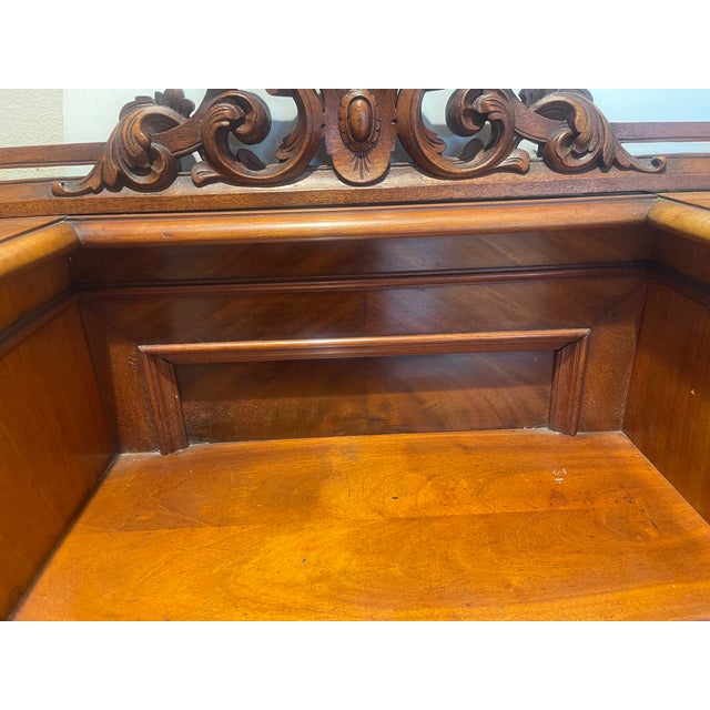 19th Century Antique French Writing Desk With Unusual Velvet Footrest For Sale - Image 12 of 17