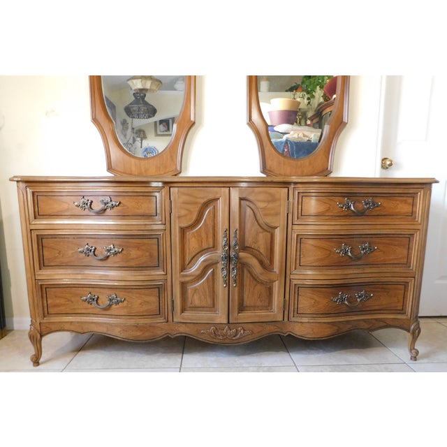 Vintage Dixie Furniture French Provincial 9 Drawer 2 Door Triple ...