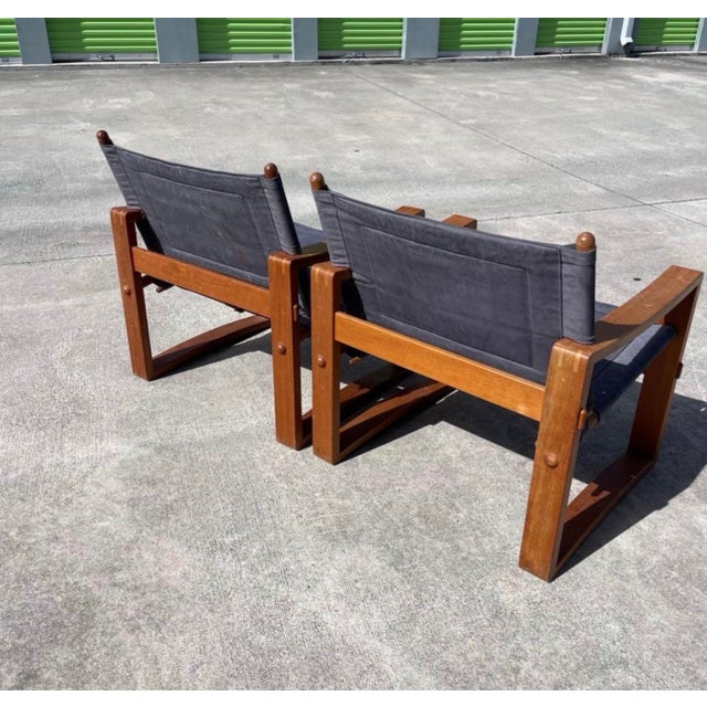 Mid-Century Modern Borge Jensen for Bernstorffsminde Møbelfabrik Teak Safari Chairs - A Pair For Sale - Image 3 of 11