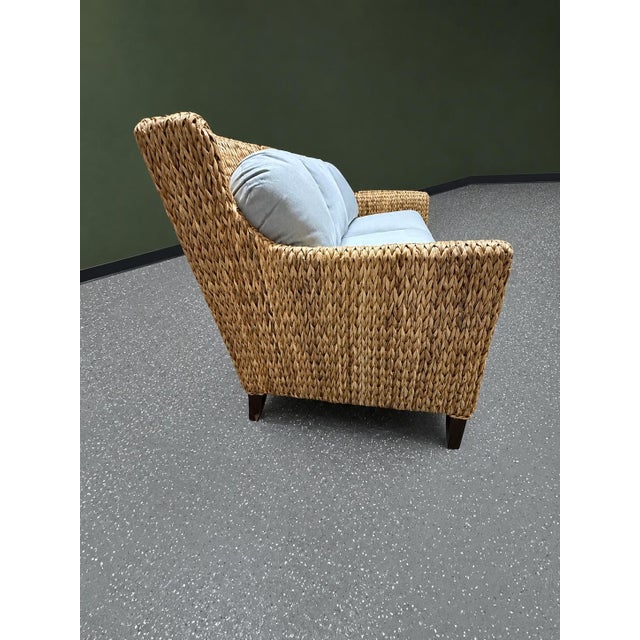 Light Gray Baker Milling Road Woven Seagrass Sofa With Neutral Cushions For Sale - Image 8 of 12