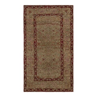 Late 18th Century Antique Agra Rug With Geometric Patterns in Brown and Red For Sale