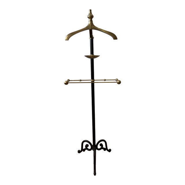 Mid Century Brass and Iron Valet For Sale