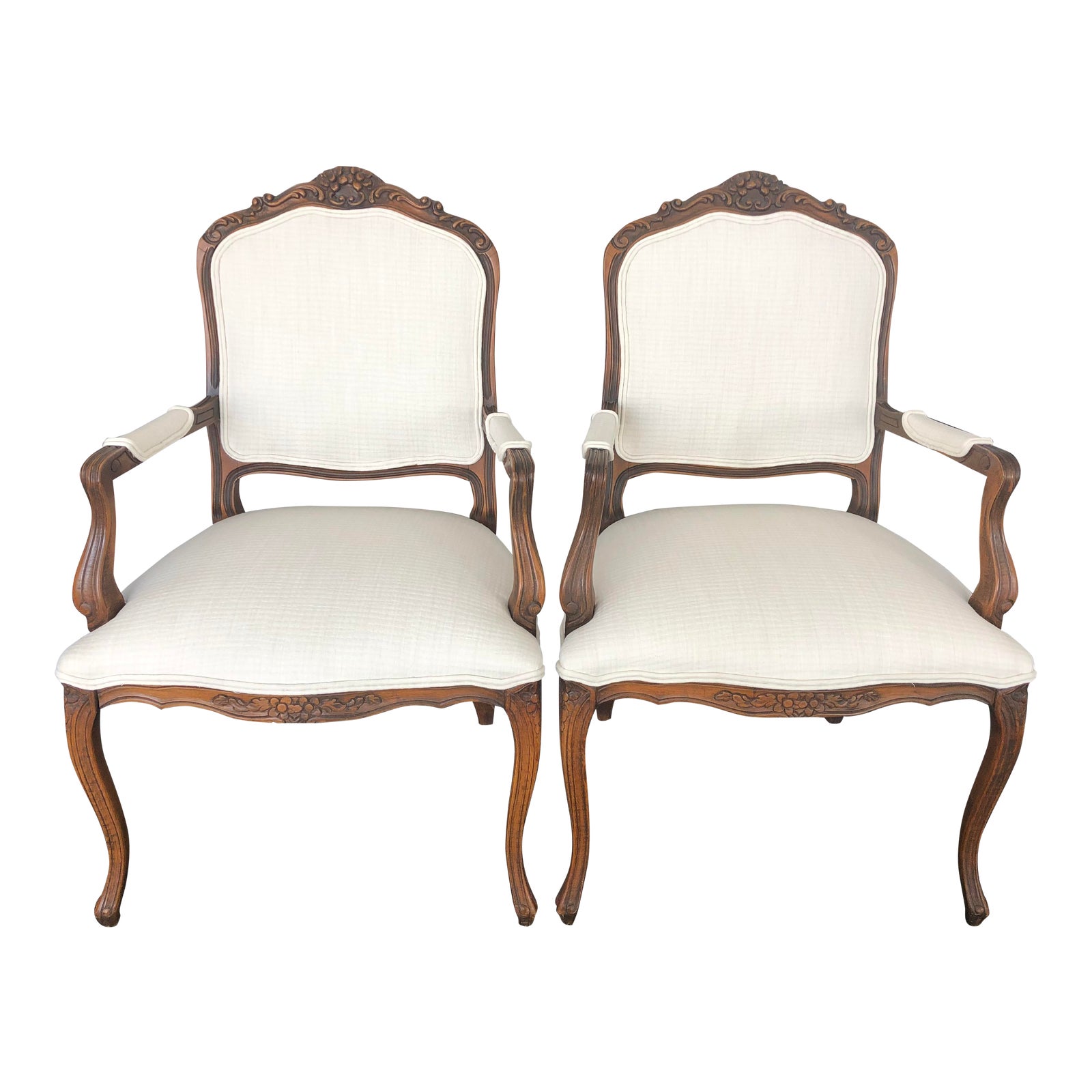 Reupholstered Vintage French Provincial Armchairs a Pair Chairish