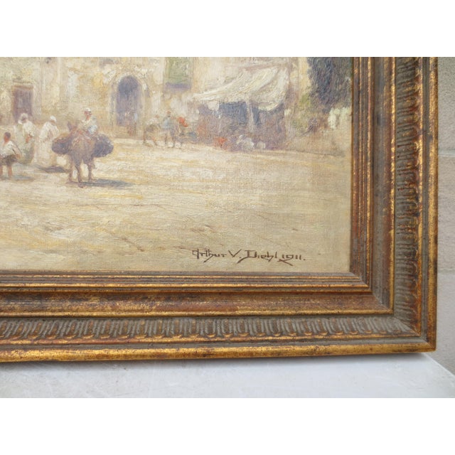 Victorian Moroccan Market Oil on Canvas by Arthur Diehl Circa 1911 For Sale - Image 3 of 8