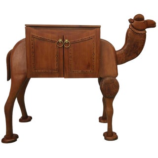 Vintage Hand-Carved Turkish Camel Liquor Cabinet Bar For Sale