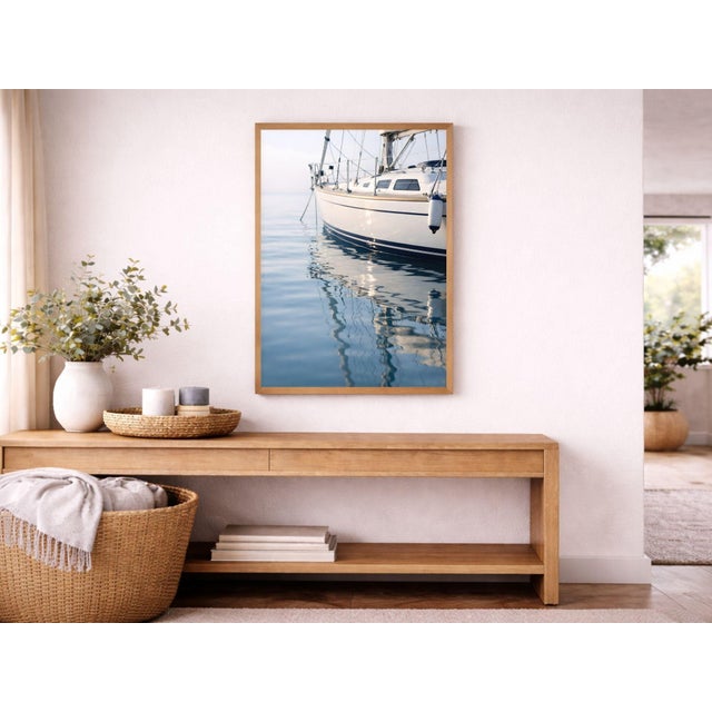 Paper Sailboat Reflection Detail, Minimalist Coastal Art Print, 24″ × 36″ For Sale - Image 7 of 8