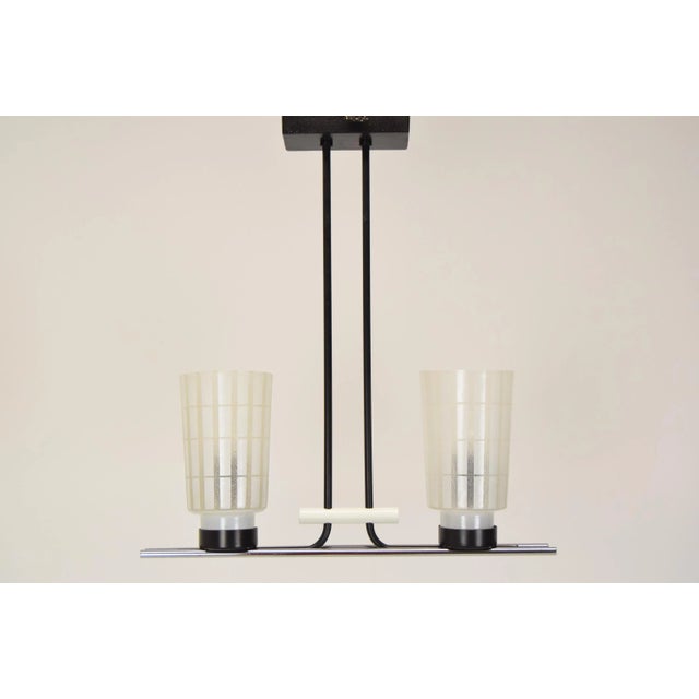Made in czechoslovakia made of glass, chrome, lacquered metal 2x40w, e27 or e26 bulb us wiring compatible re-polished...